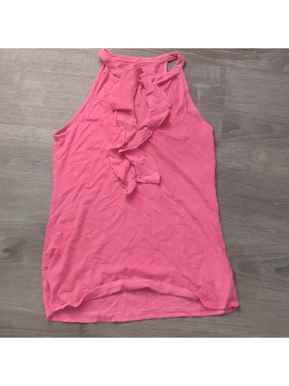 Lilly Pulitzer pink tank top ruffled front size medium